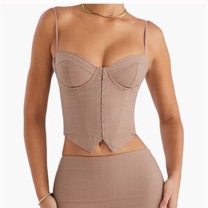 MISTRESS ROCKS COTTON AND LINEN CORSET TOP